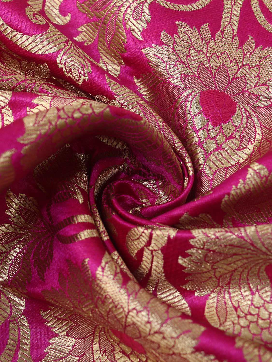 Pink Banarasi Kimkhwab Silk Fabric ( 0.75 Mtr ) - Luxurion World