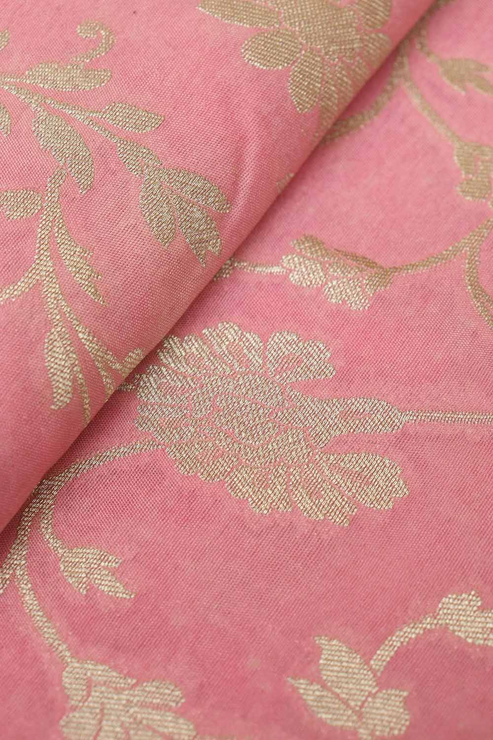 Pink Banarasi Silk Fabric ( 1 Mtr ) - Luxurion World