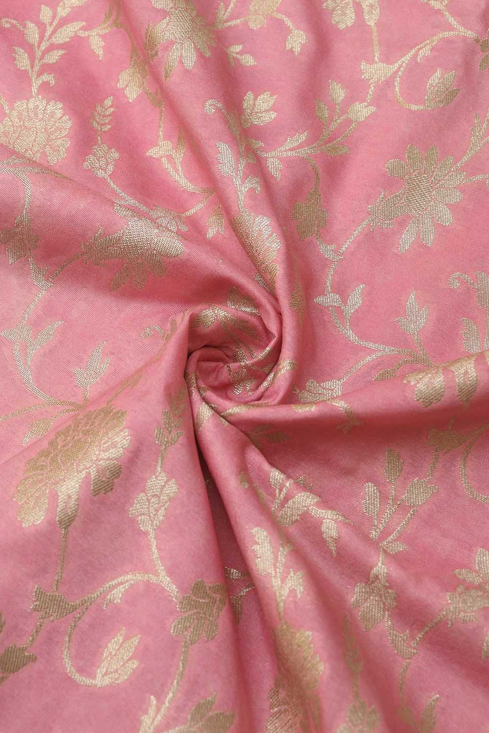 Pink Banarasi Silk Fabric ( 1 Mtr ) - Luxurion World