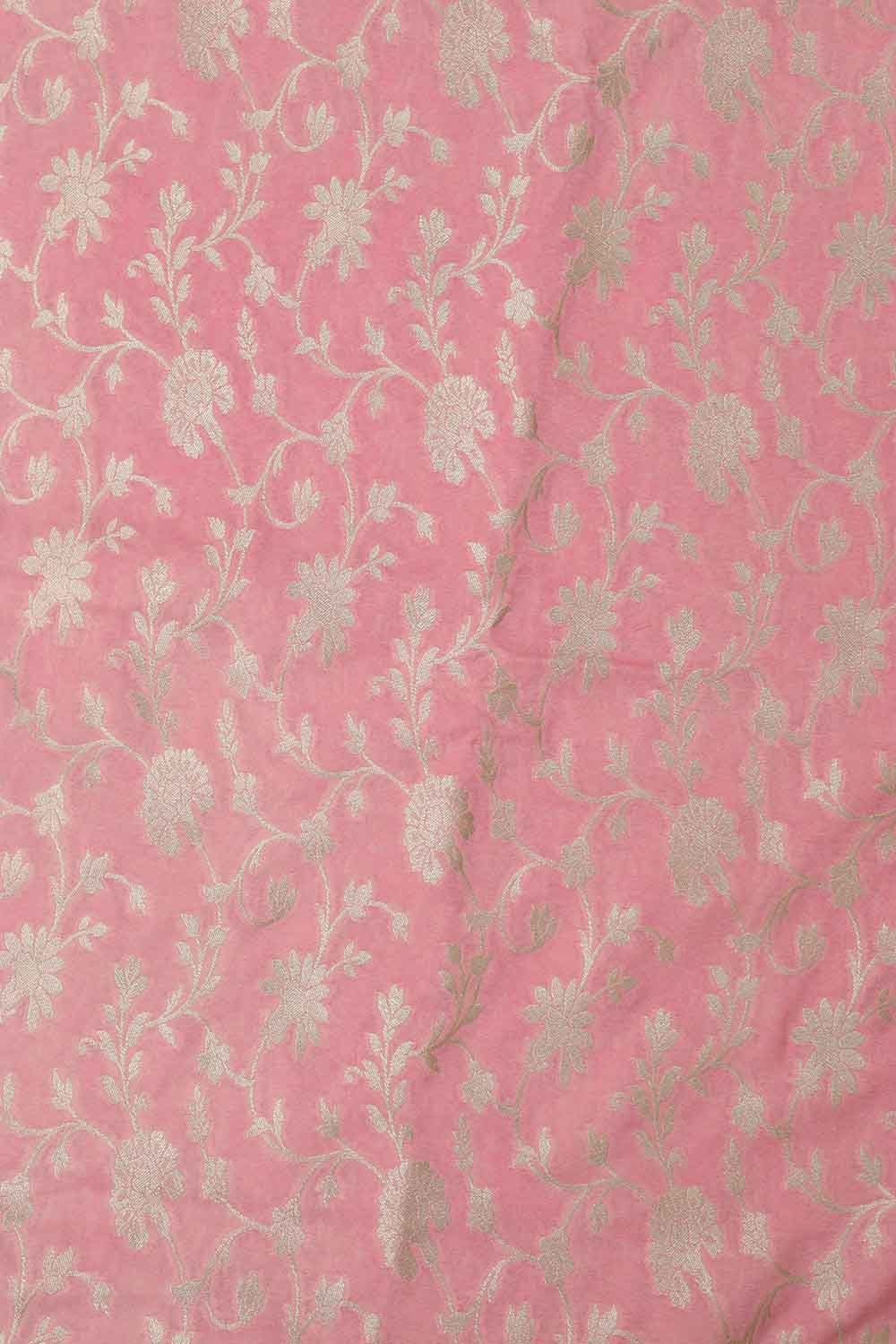 Pink Banarasi Silk Fabric ( 1 Mtr ) - Luxurion World