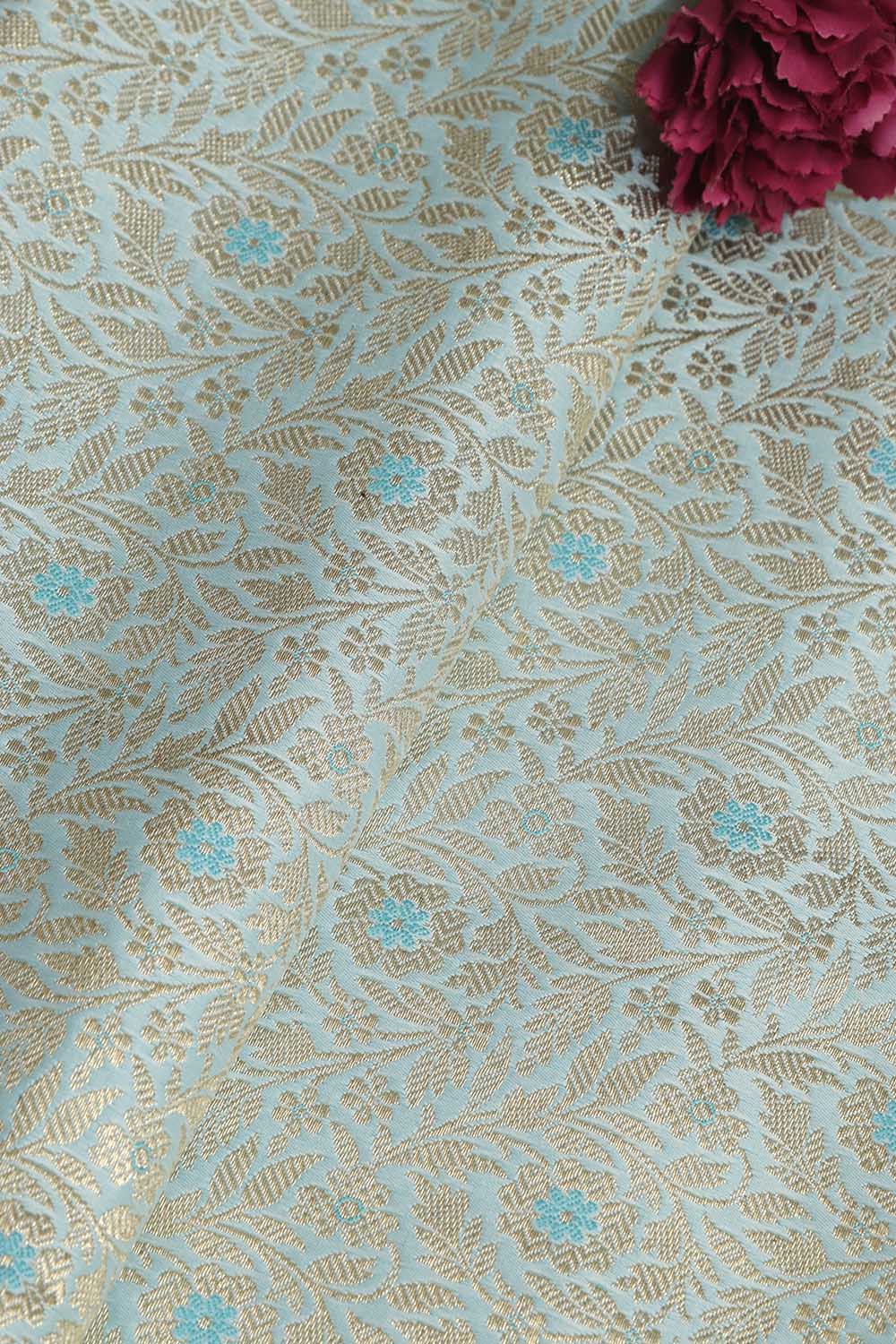 Blue Banarasi Brocade Silk Fabric ( 2.5 Mtr ) - Luxurion World