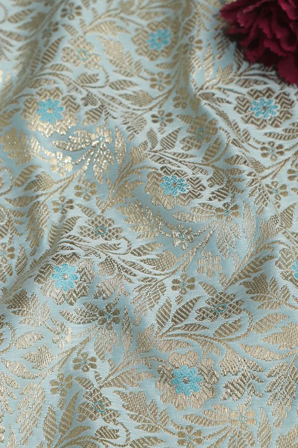 Blue Banarasi Brocade Silk Fabric ( 2.5 Mtr ) - Luxurion World