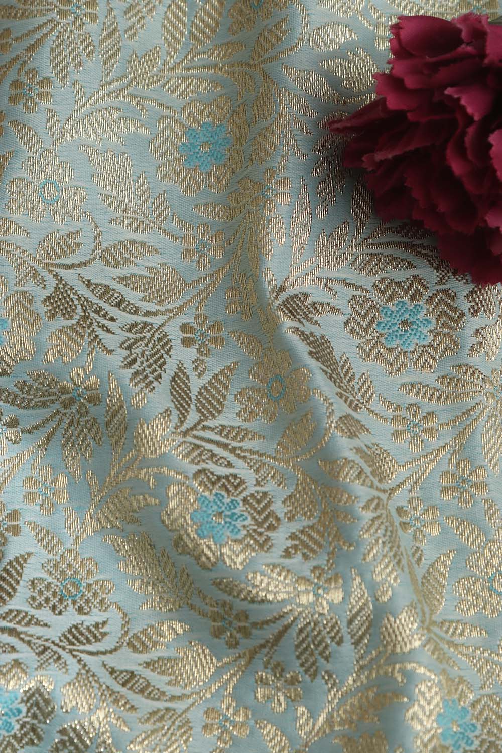 Blue Banarasi Brocade Silk Fabric ( 2.5 Mtr ) - Luxurion World