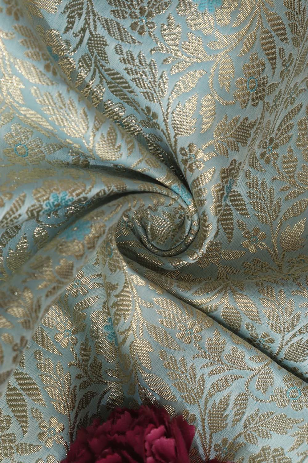 Blue Banarasi Brocade Silk Fabric ( 2.5 Mtr ) - Luxurion World