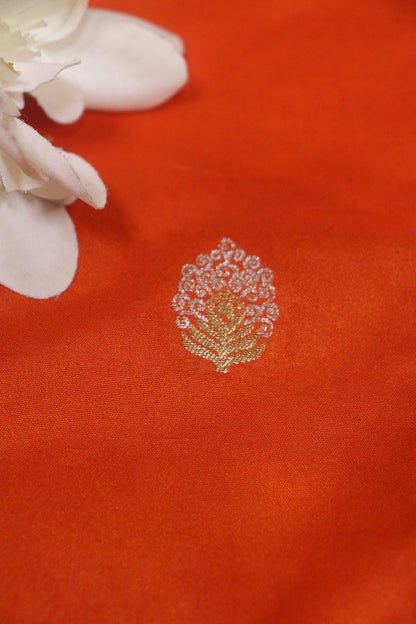 Orange Banarasi Silk Sona Roopa Fabric ( 0.5 Mtr ) - Luxurion World