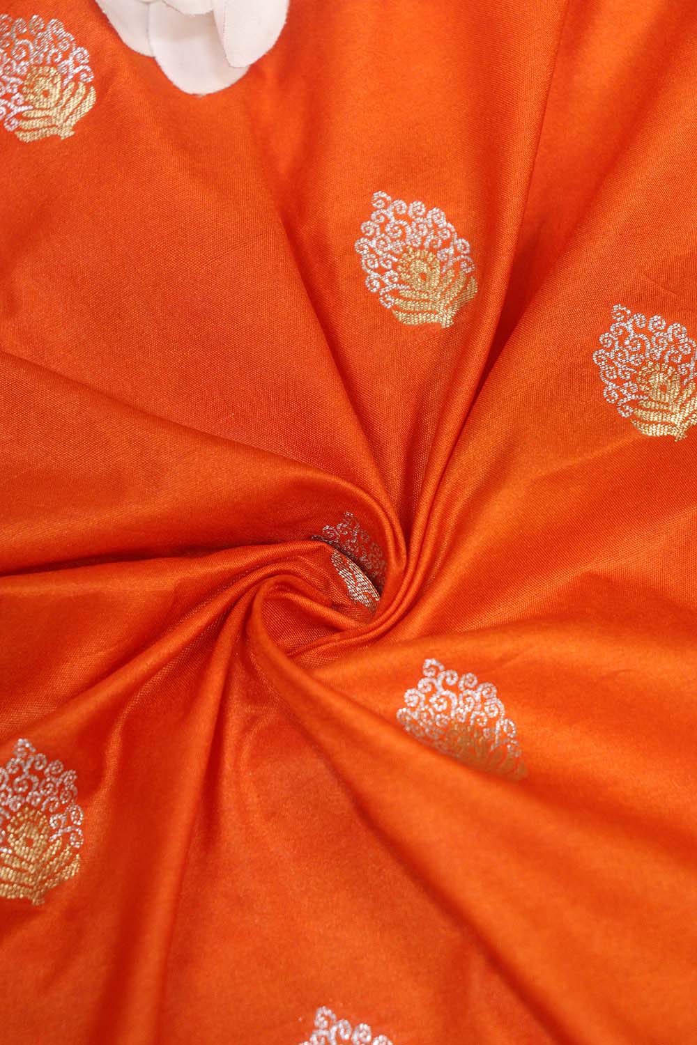 Orange Banarasi Silk Sona Roopa Fabric ( 0.5 Mtr ) - Luxurion World