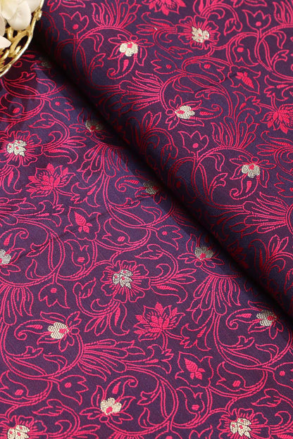 Exquisite Purple Banarasi Tanchui Silk Fabric ( 2.5 Mtr ) - Luxurion World