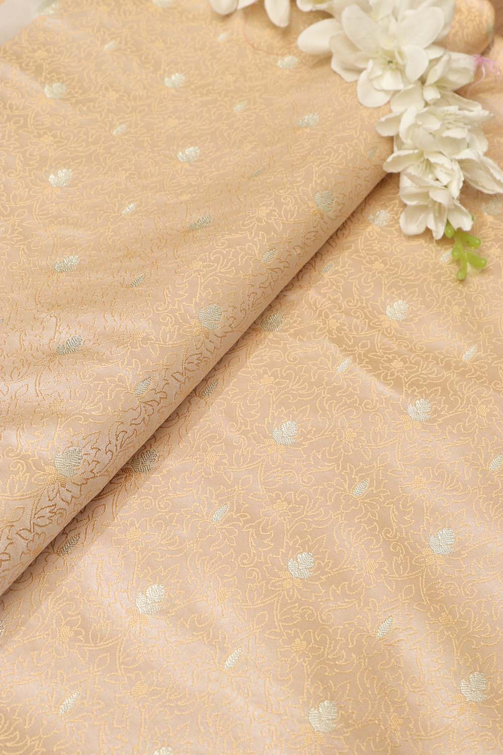 Elegant Pastel Banarasi Tanchui Silk Fabric - 1 Mtr - Luxurion World