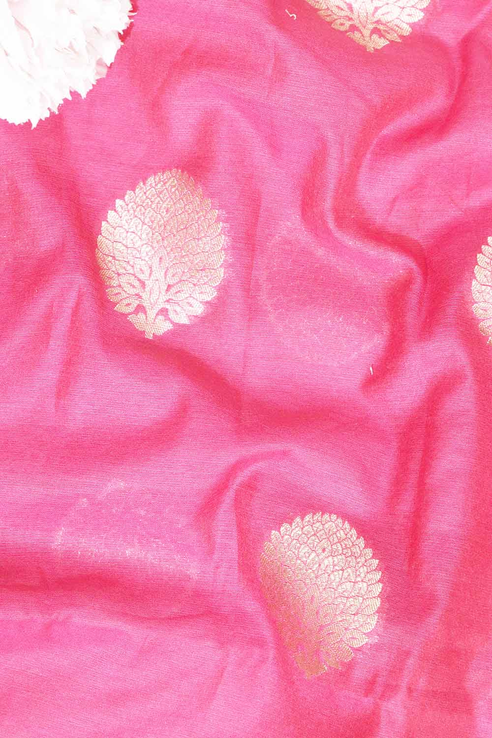 Beautiful Pink Banarasi Chanderi Silk Fabric ( 1 Mtr ) - Luxurion World