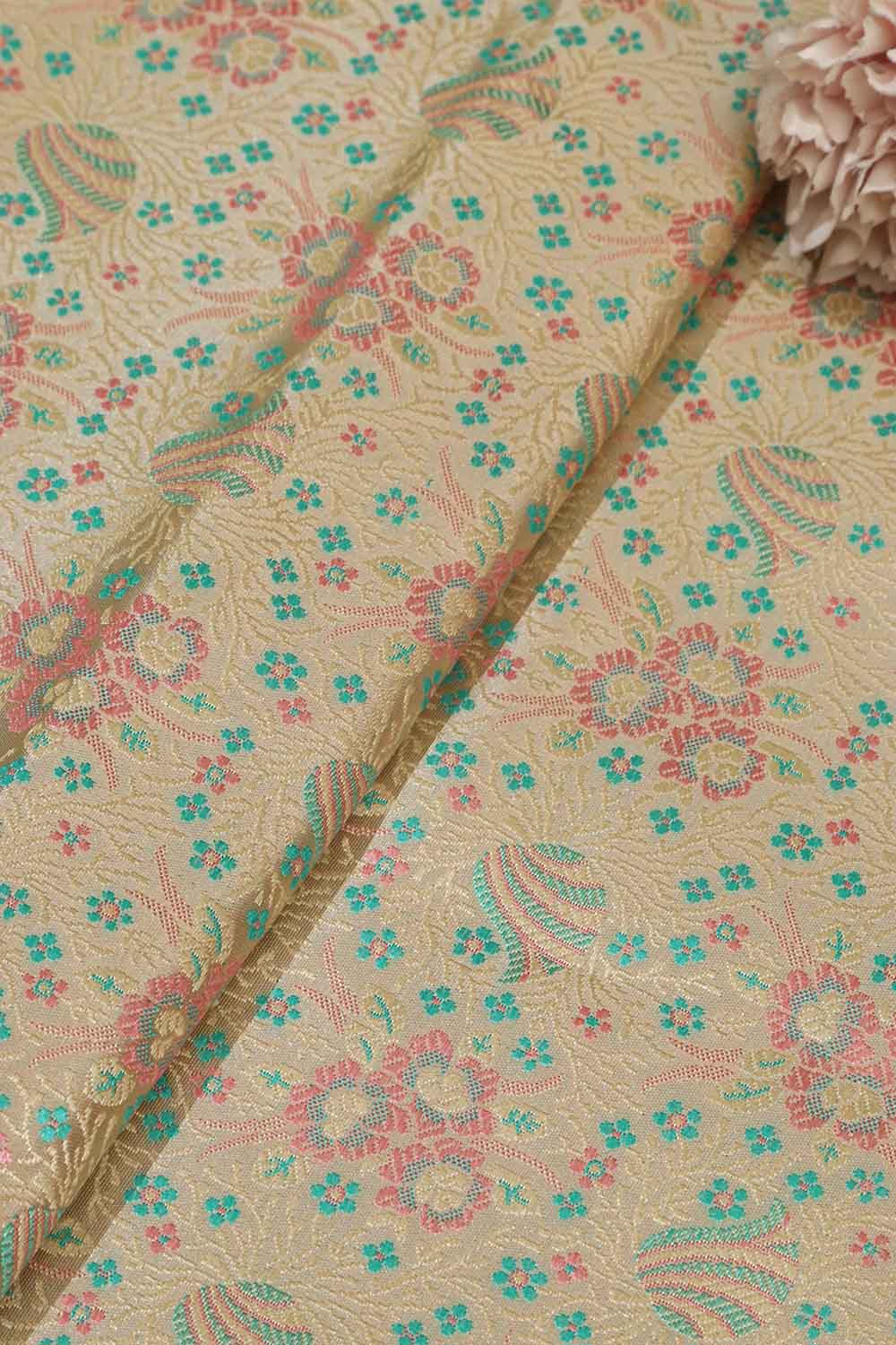 Elegant Pastel Banarasi Tanchui Silk Fabric - 1 Mtr - Luxurion World