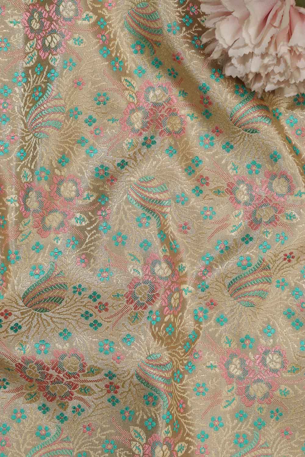 Elegant Pastel Banarasi Tanchui Silk Fabric - 1 Mtr - Luxurion World