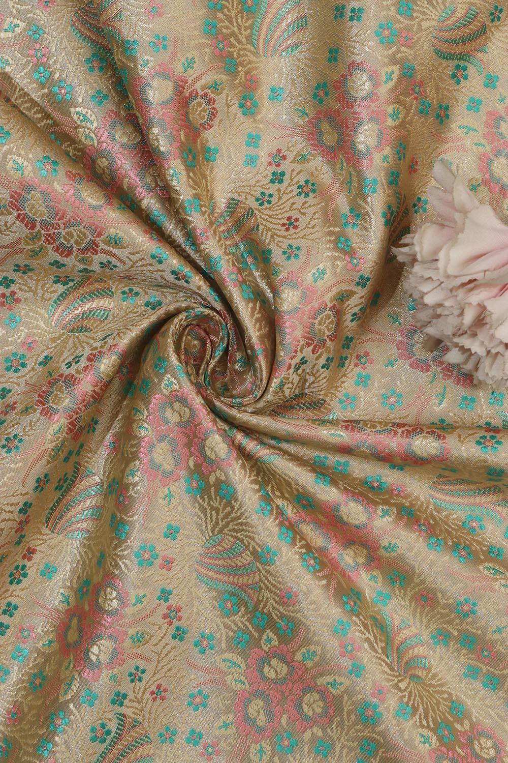 Elegant Pastel Banarasi Tanchui Silk Fabric - 1 Mtr - Luxurion World