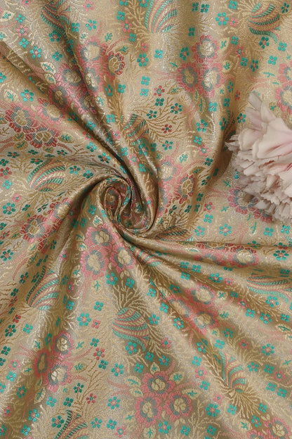 Elegant Pastel Banarasi Tanchui Silk Fabric - 1 Mtr - Luxurion World