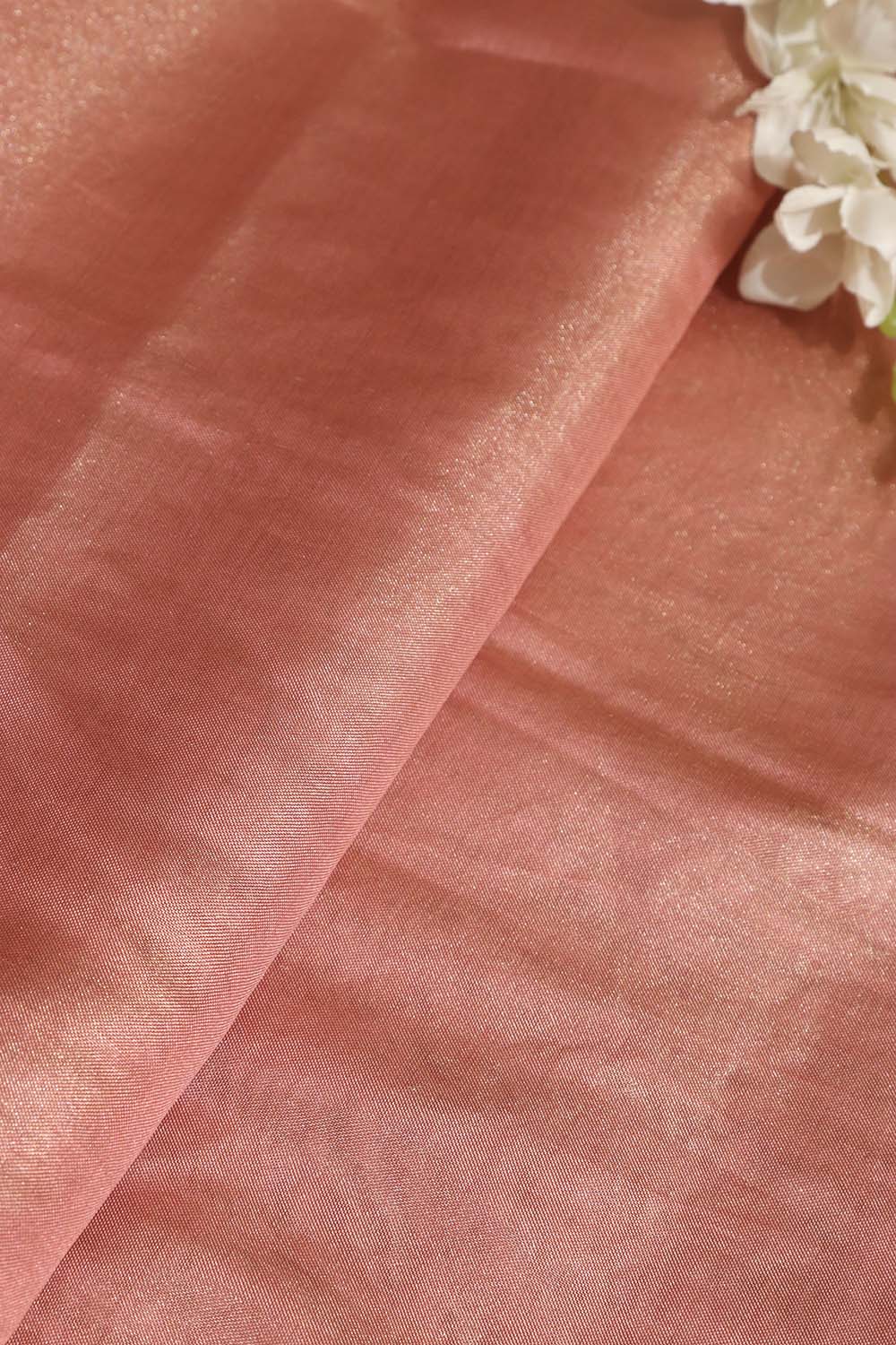 Exquisite Pink Banarasi Tissue Katan Silk Fabric ( 1 Mtr ) - Luxurion World