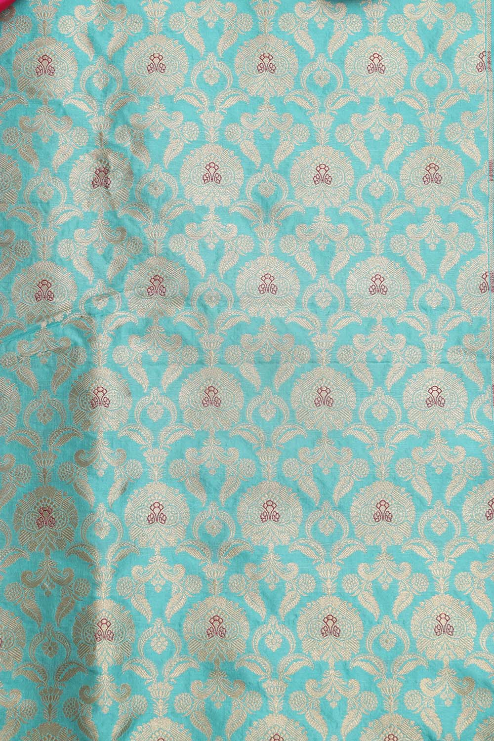 Blue Banarasi Pure Katan Silk Fabric - Luxurious Elegance ( 1 Mtr ) - Luxurion World