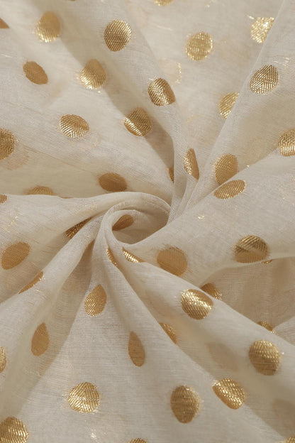 Dyeable Banarasi Chanderi Silk Polka Dots Fabric (0.75 Mtr) - Luxurion World