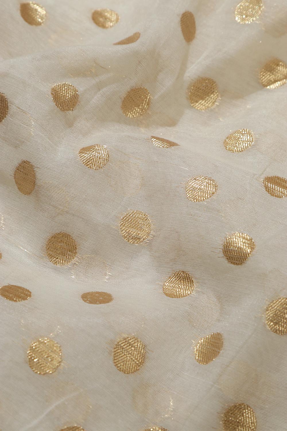 Dyeable Banarasi Chanderi Silk Polka Dots Fabric (0.75 Mtr) - Luxurion World