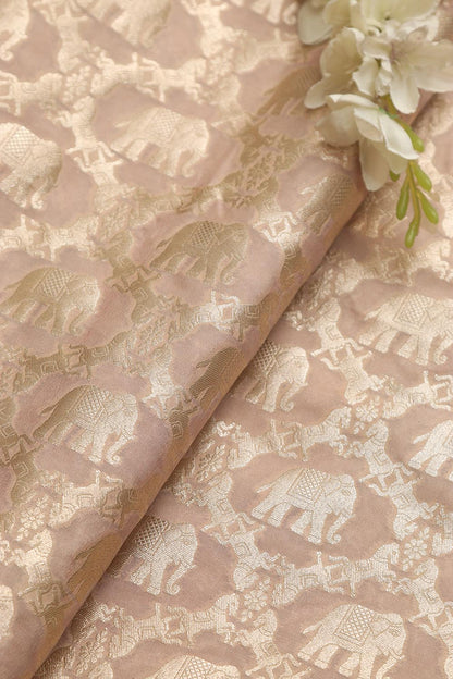 Elegant Pastel Banarasi Silk Fabric ( 1 Mtr ) - Luxurion World