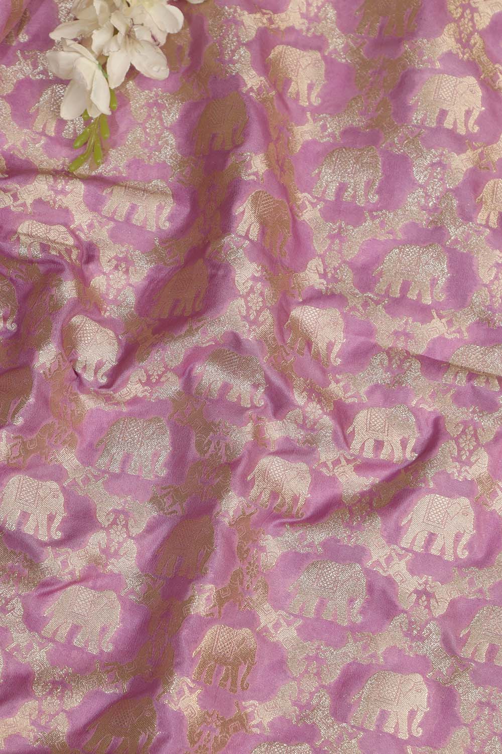 Exquisite Purple Banarasi Silk Fabric ( 1 Mtr ) - Luxurion World