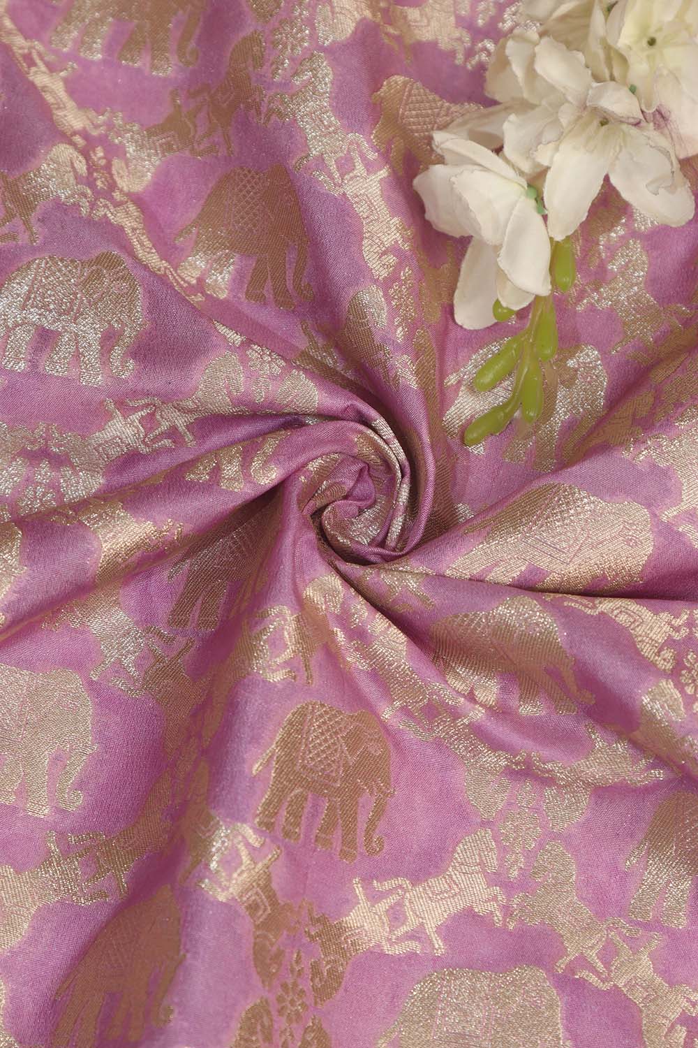 Exquisite Purple Banarasi Silk Fabric ( 1 Mtr ) - Luxurion World