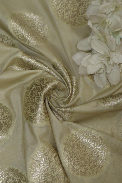 Beautiful Pastel Banarasi Silk Fabric ( 1 Mtr ) - Luxurion World