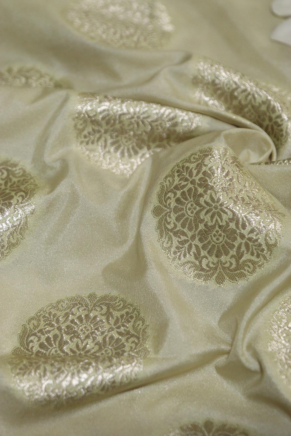 Beautiful Pastel Banarasi Silk Fabric ( 1 Mtr ) - Luxurion World