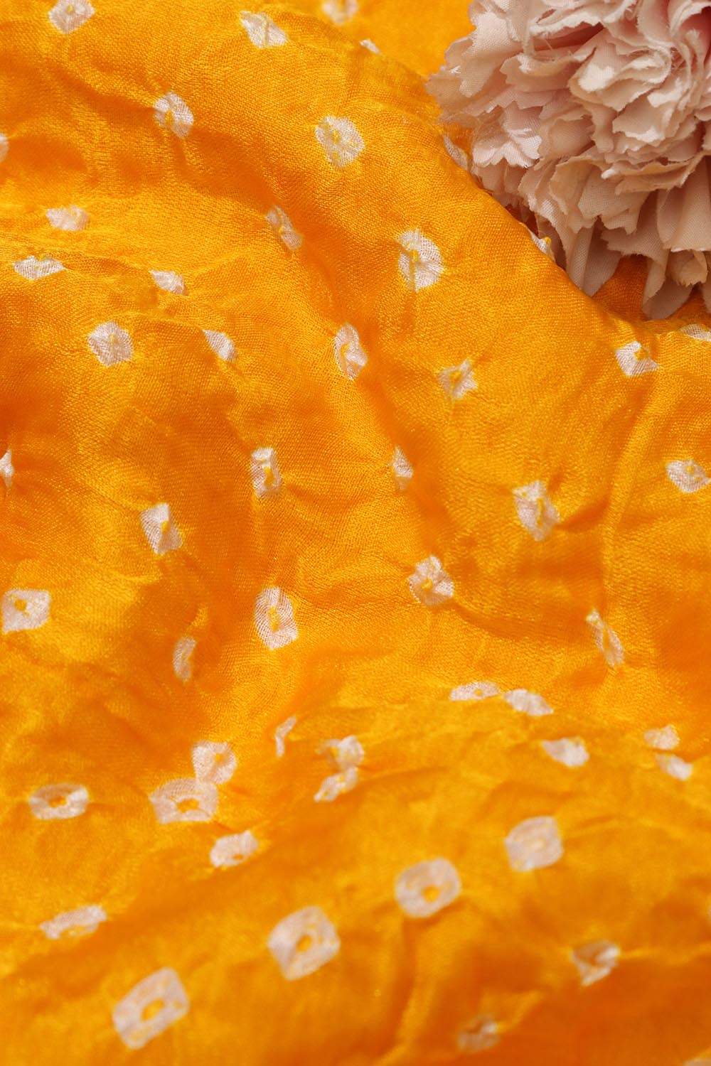 Yellow Bandhani Gajji Silk: Vibrant and Luxurious Fabric ( 3 Mtr ) - Luxurion World