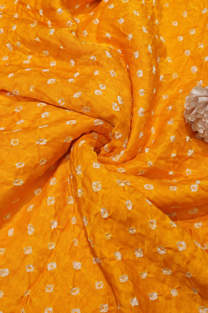 Yellow Bandhani Gajji Silk: Vibrant and Luxurious Fabric ( 3 Mtr ) - Luxurion World