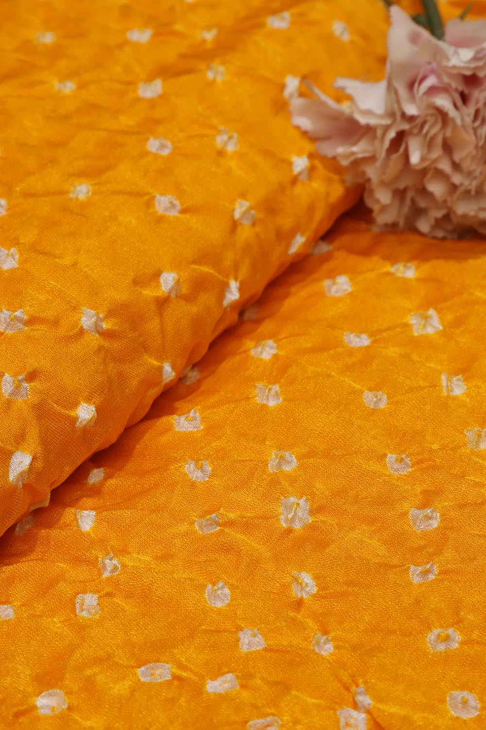 Yellow Bandhani Gajji Silk: Vibrant and Luxurious Fabric ( 3 Mtr ) - Luxurion World