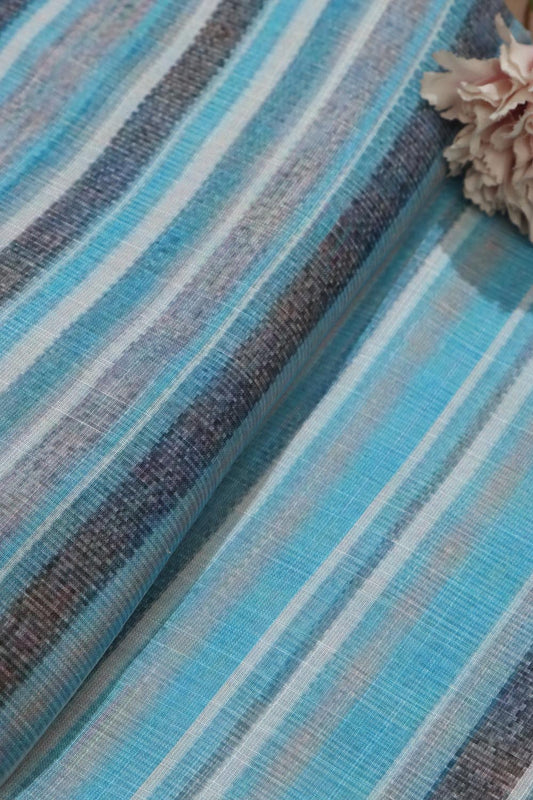 Vibrant Blue Wrinkle Free Cotton Linen Digital Printed Fabric - Luxurion World