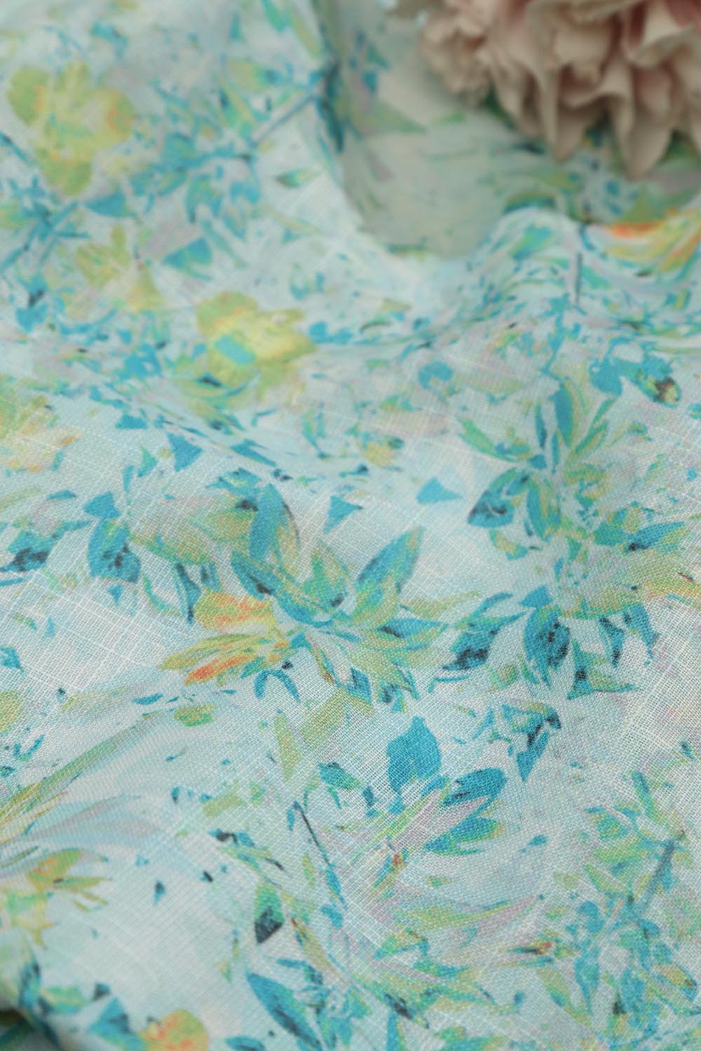 Vibrant Blue Wrinkle Free Cotton Linen Digital Printed Fabric - Luxurion World