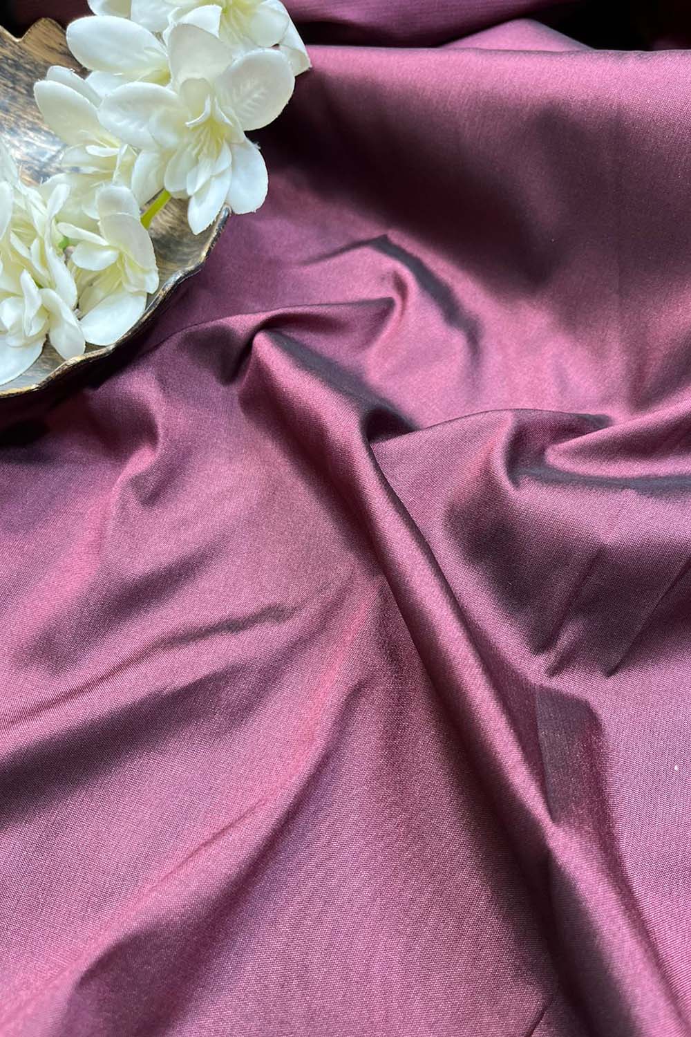 Wine Plain Silk Fabric ( 1 Mtr ) - Luxurion World