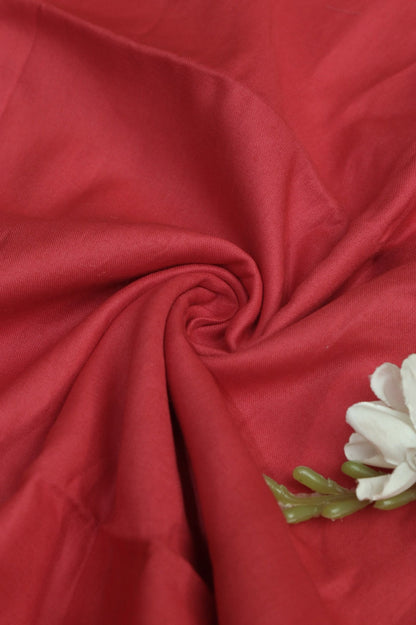 Vibrant Red Cotton Silk Fabric - 1 Mtr - Luxurion World