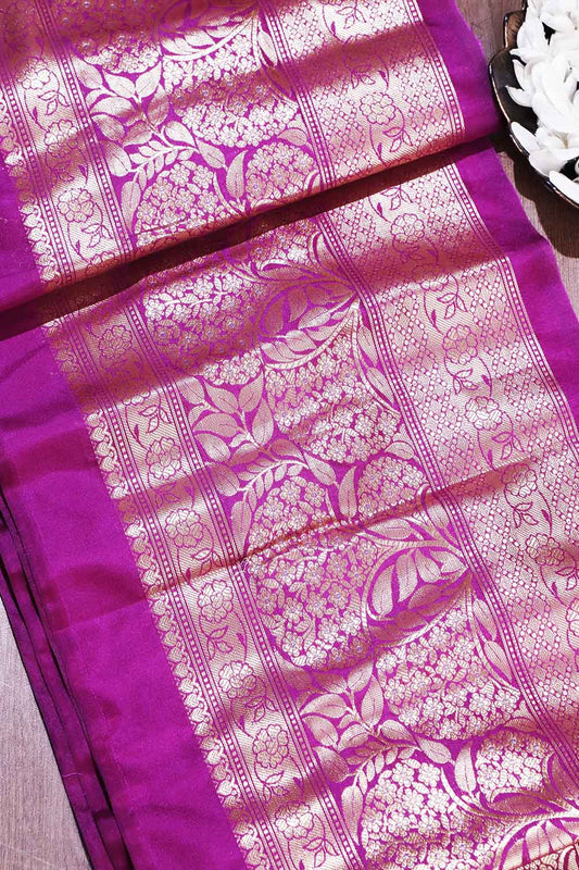 Elegant Purple Banarasi Silk Lace ( 1 Mtr ) - Luxurion World