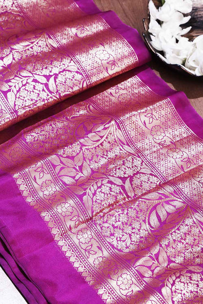 Elegant Purple Banarasi Silk Lace ( 1 Mtr ) - Luxurion World