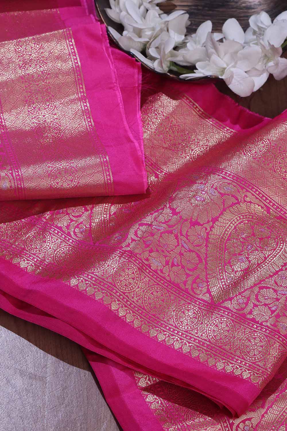 Pink Banarasi Silk Lace ( 1 Mtr ) - Luxurion World