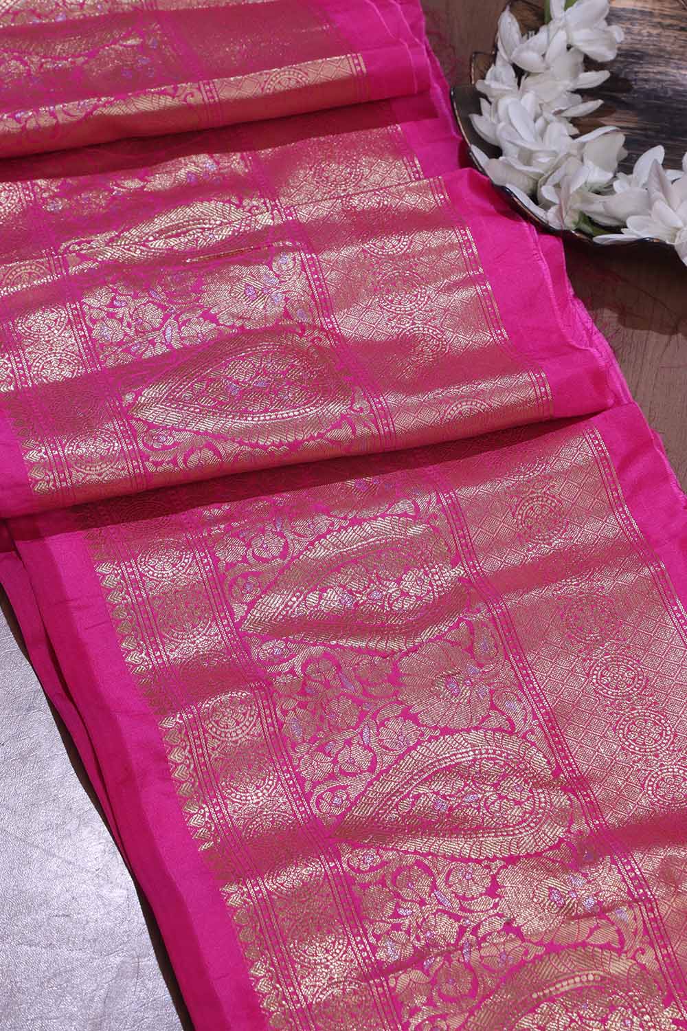 Pink Banarasi Silk Lace ( 1 Mtr ) - Luxurion World