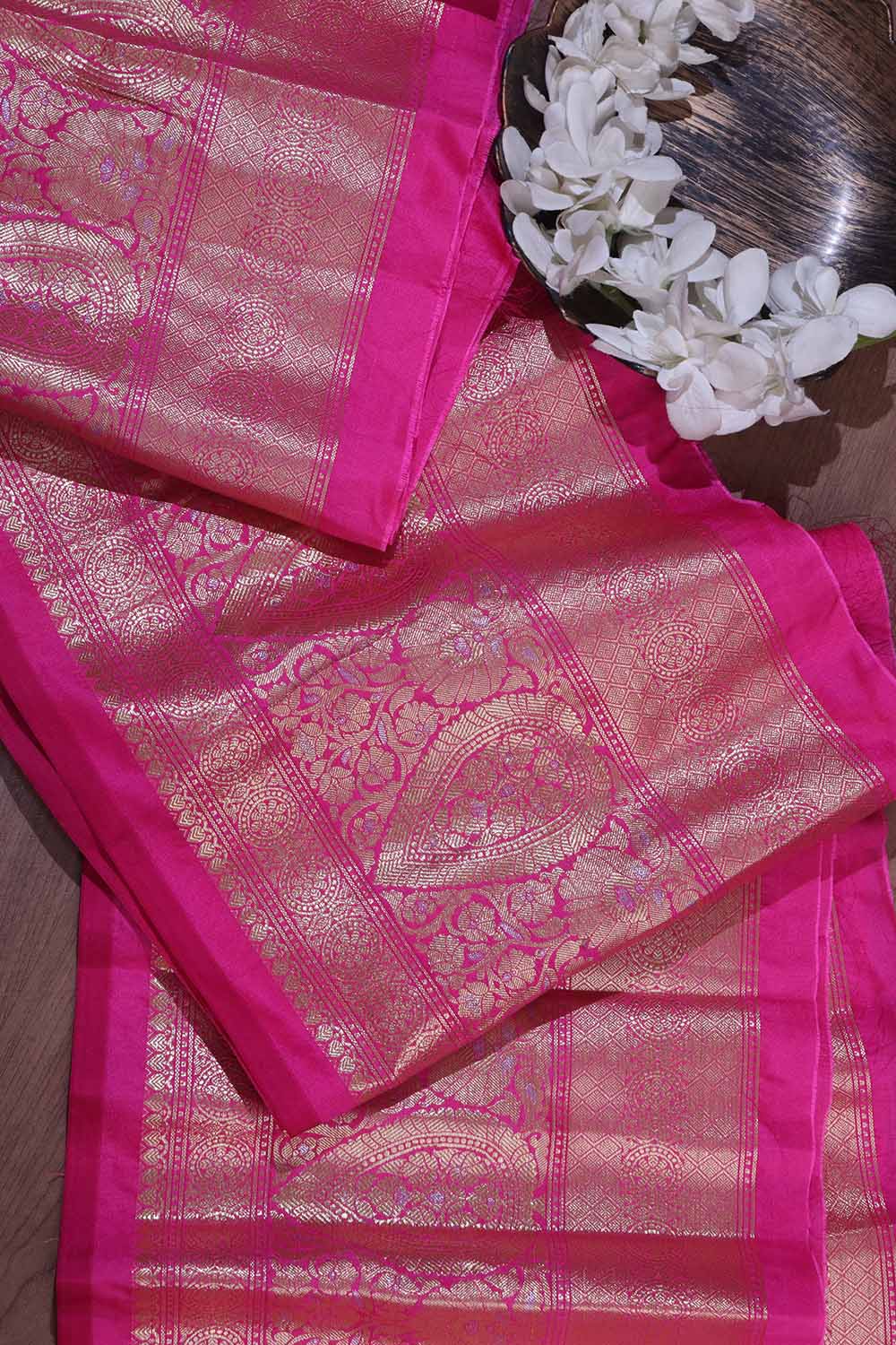 Pink Banarasi Silk Lace ( 1 Mtr ) - Luxurion World