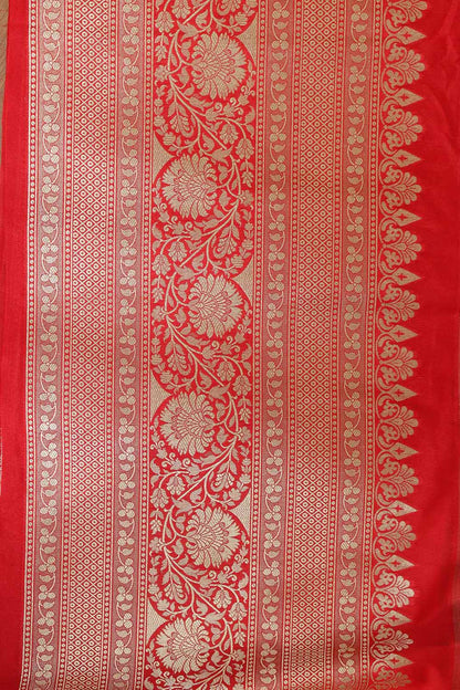 Elegant Red Banarasi Silk Lace ( 1 mtr ) - Luxurion World