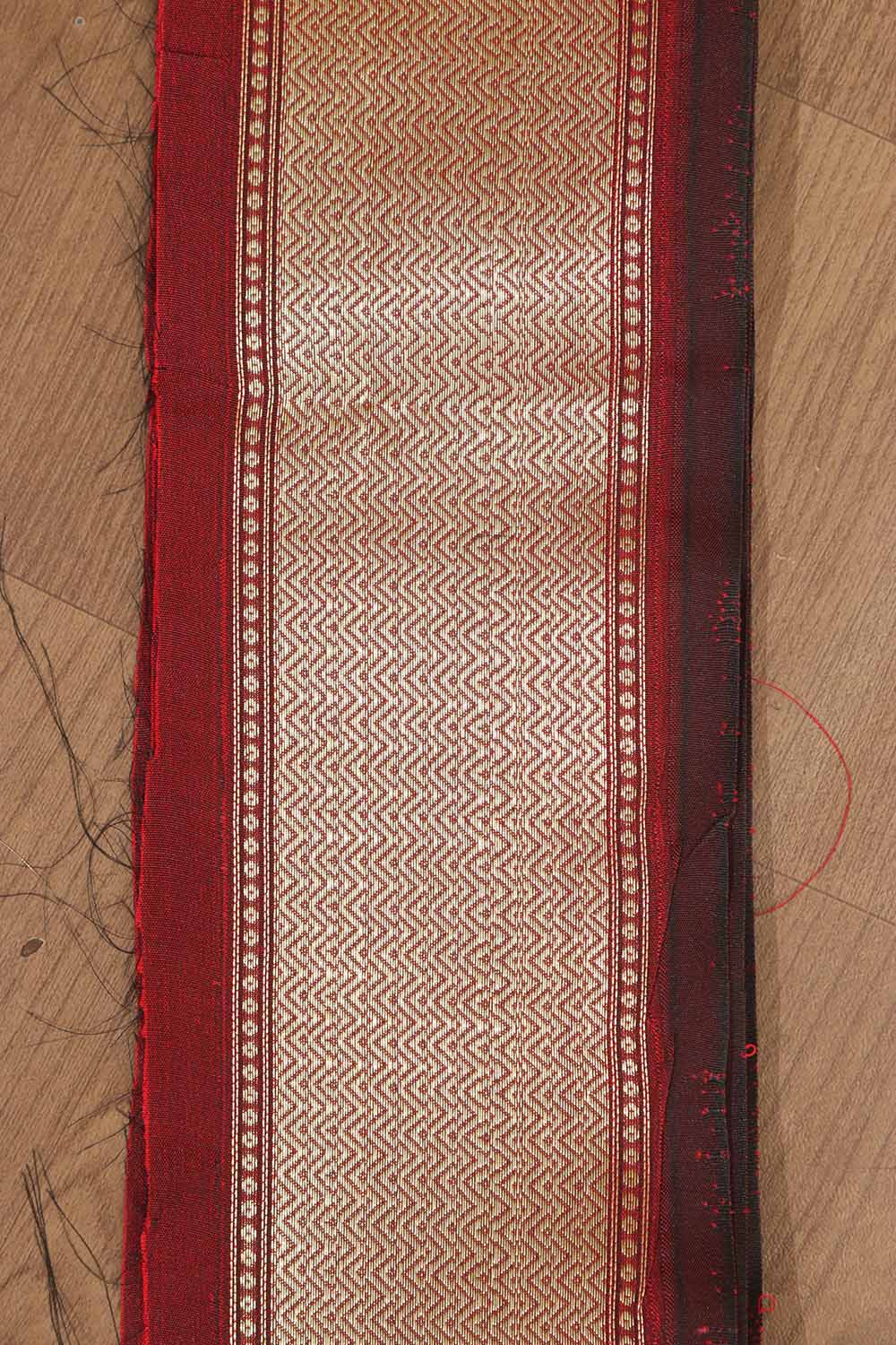 Stunning Maroon Banarasi Silk Lace (0.50 Mtr) - Luxurion World