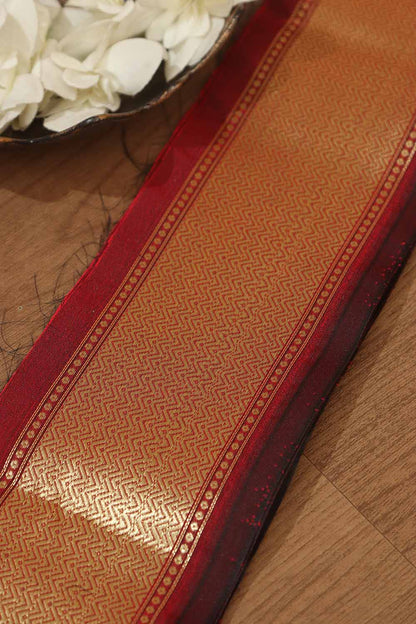 Stunning Maroon Banarasi Silk Lace (0.50 Mtr) - Luxurion World