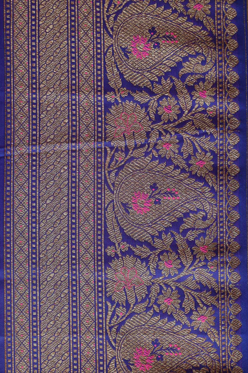 Elegant Blue Banarasi Silk Lace ( 1 Mtr ) - Luxurion World