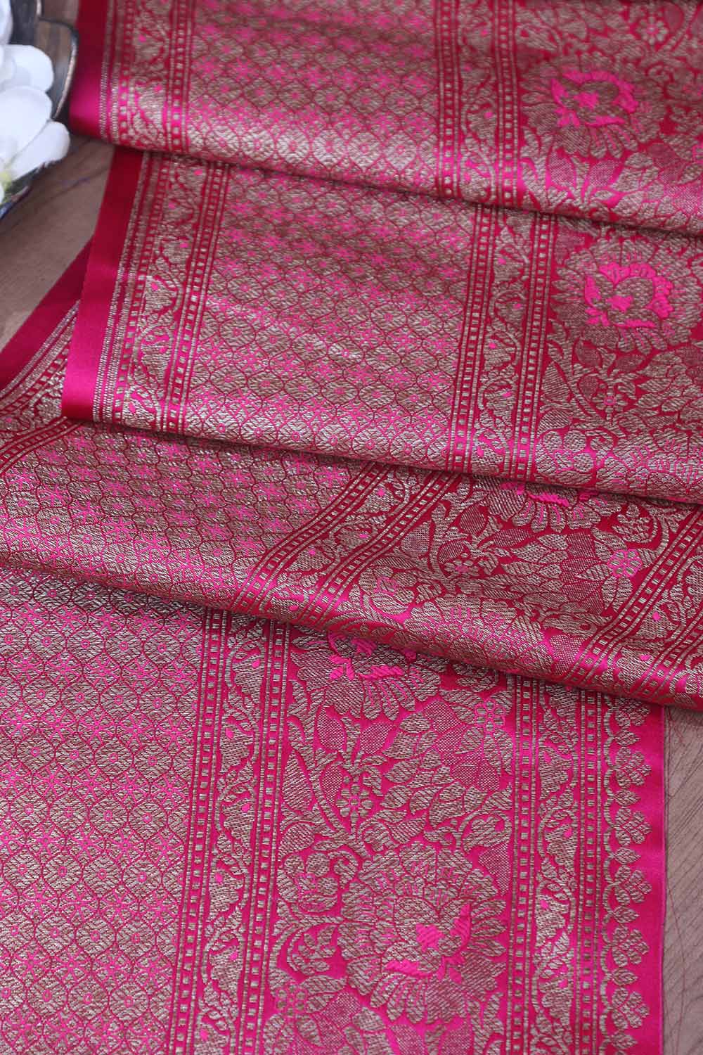 Elegant Pink Banarasi Silk Lace - 1 Mtr - Luxurion World