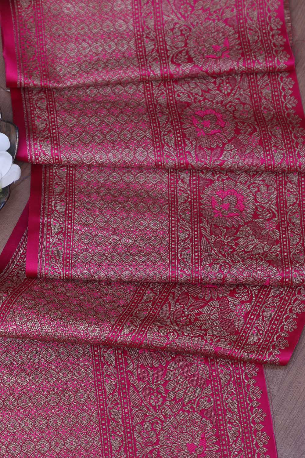 Elegant Pink Banarasi Silk Lace - 1 Mtr - Luxurion World