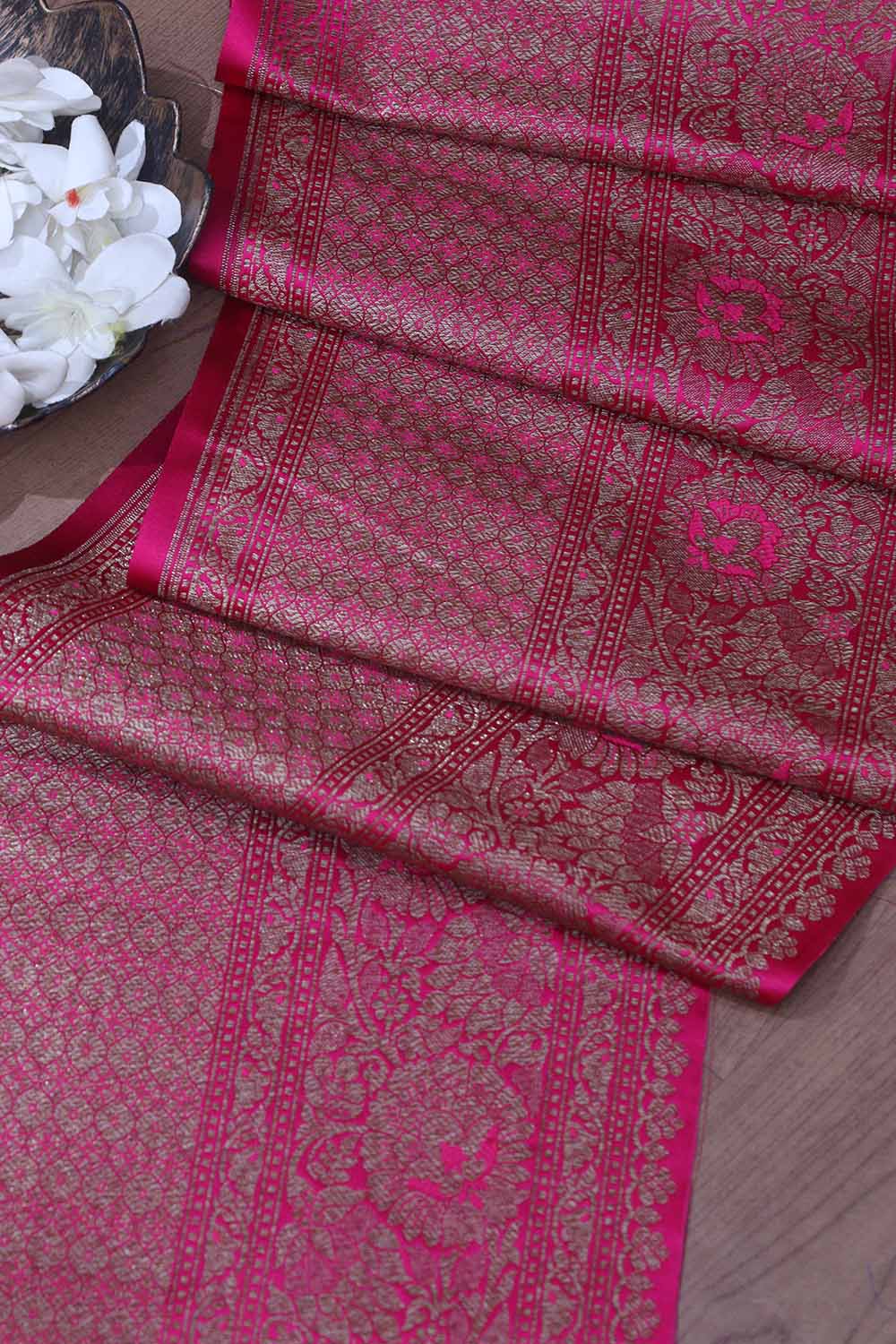 Elegant Pink Banarasi Silk Lace - 1 Mtr - Luxurion World