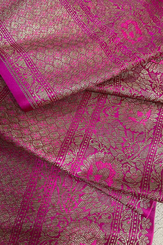 Elegant Pink Banarasi Silk Lace - 1 Mtr - Luxurion World