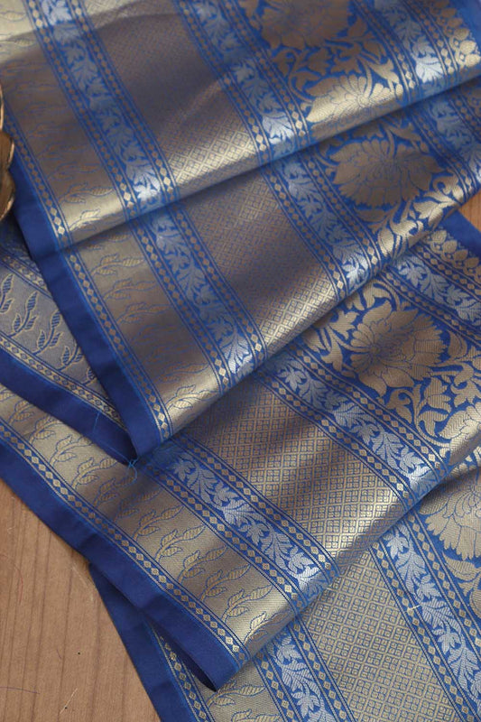 Elegant Blue Banarasi Silk Lace ( 1 Mtr ) - Luxurion World