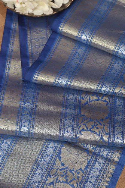 Elegant Blue Banarasi Silk Lace ( 1 Mtr ) - Luxurion World