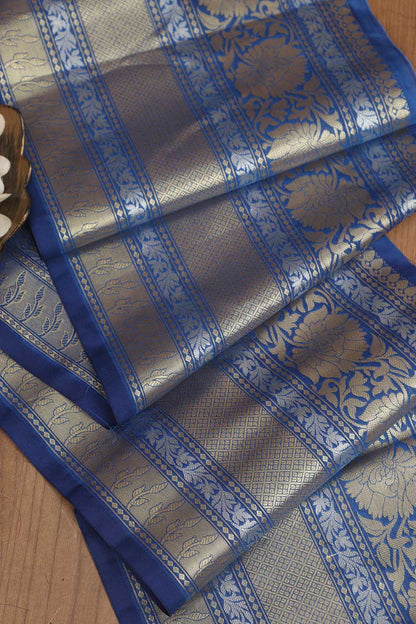 Elegant Blue Banarasi Silk Lace ( 1 Mtr ) - Luxurion World