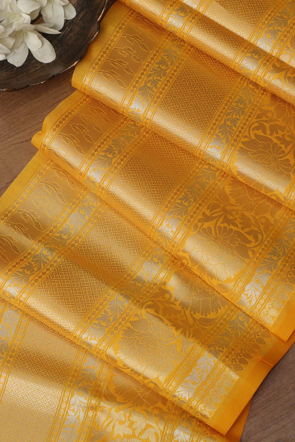 Yellow Banarasi Silk Lace - 1 Mtr: Elegant and Stylish - Luxurion World